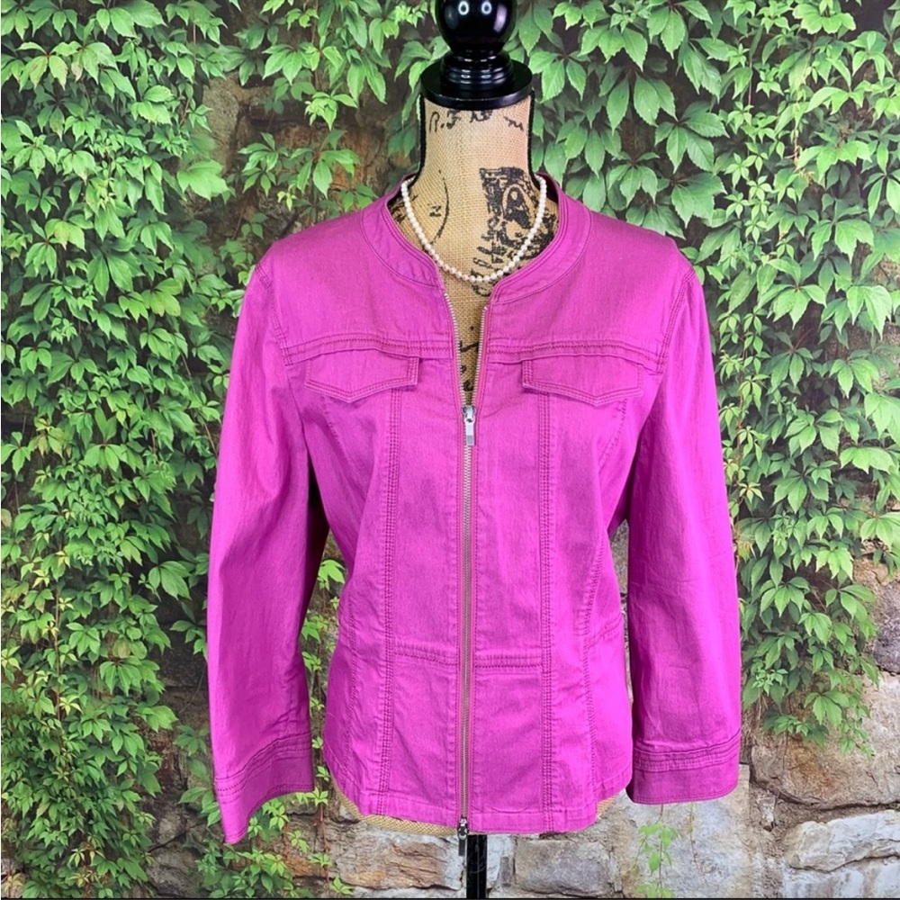 LAFAYETTE 148 Rose Pink Stretch Denim Jacket, XL